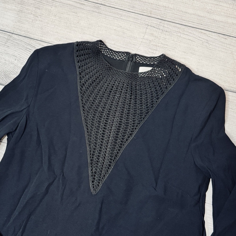 A.L.C. Allie Crochet Inset Dress Size 4 Midnight Black Classy Quiet Luxury